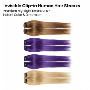 Invisible Clip‑in Human Hair Streaks – Premium Highlight Extensions